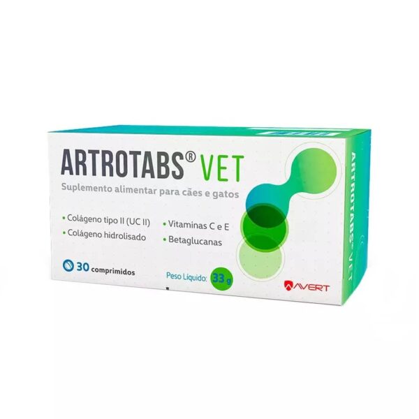 Suplemento Alimentar Avert Artrotabs Vet para Cães e Gatos - 30 Comprimidos