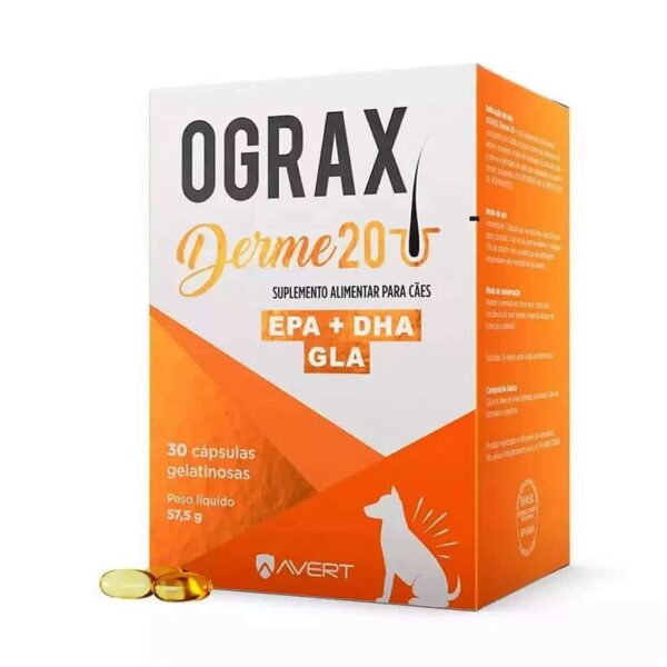 Suplemento Alimentar Ograx Derme 20 Avert para Cães - 30 Cápsulas