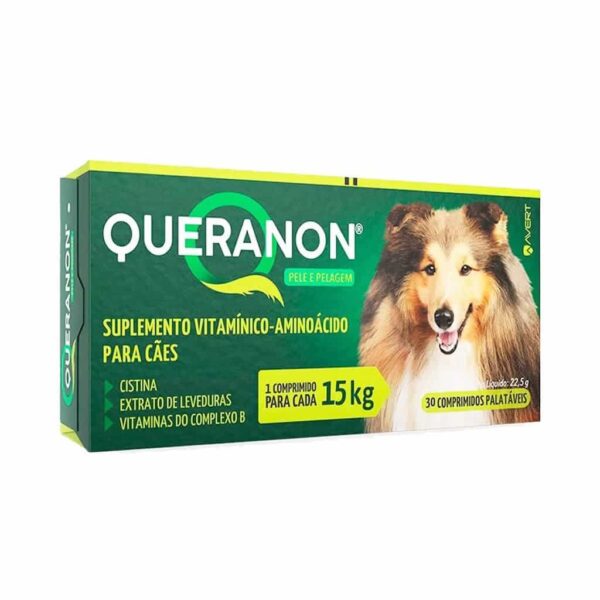 Suplemento Vitamínico Queranon Avert para Cães e Gatos - 15Kg - 30 Comprimidos