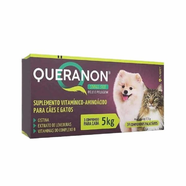 Suplemento Vitamínico Queranon Small Size Avert para Cães e Gatos - 5 Kg - 30 Comprimidos