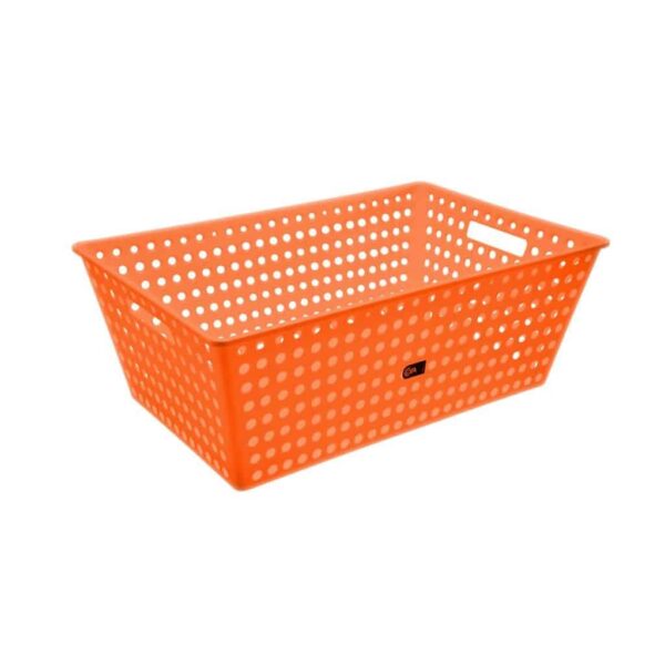 Cesta Organizadora Coza Empilhável 60x38x22 Laranja Fluorescente