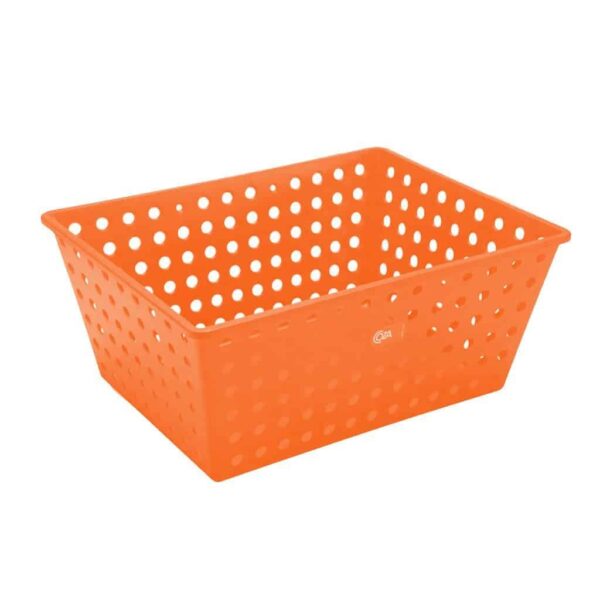 Cesta Organizadora Coza Empilhável 29x19x12cm  - Laranja Fluorescente