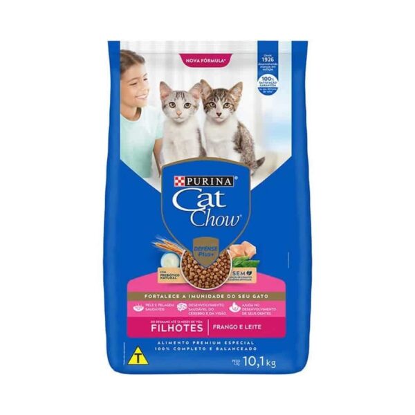 Ração Cat Chow Gatos Filhotes Frango e Leite Nestlé Purina 10,1kg