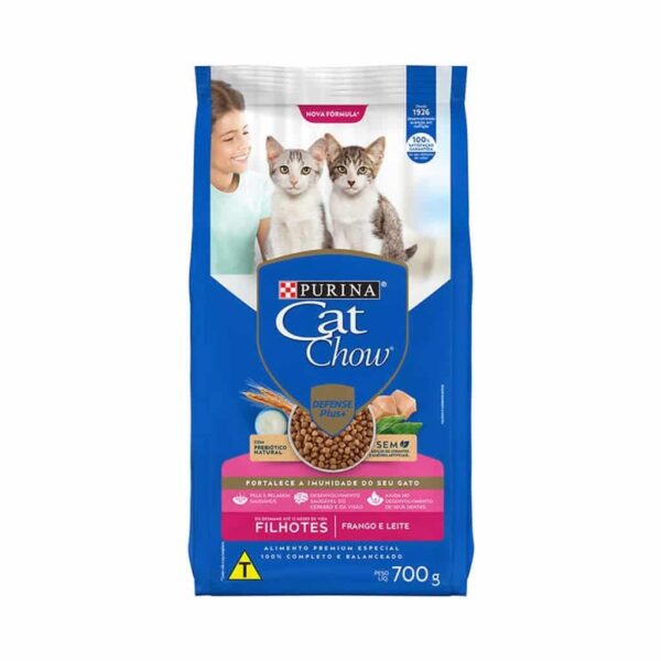 Ração Cat Chow Gatos Filhotes Frango e Leite Nestlé Purina 700g