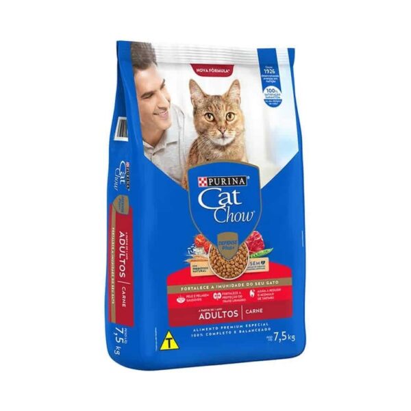 Ração Cat Chow Gatos Adultos Carne Neslté Purina 7,5kg - Image 2