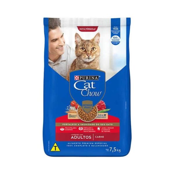 Ração Cat Chow Gatos Adultos Carne Neslté Purina 7,5kg