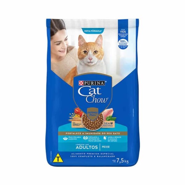 Ração Cat Chow Gatos Adultos Peixe Nestlé Purina 7,5kg