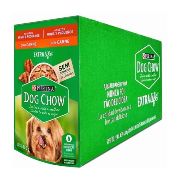 Sachê Dog Chow Cães Adultos Carne Minis e Pequenos Nestlé Purina 100g - 15un