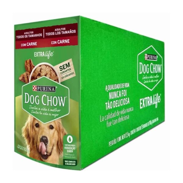 Sachê Dog Chow Cães Adultos Carne Todos os Tamanhos Nestlé Purina 100g - 15un