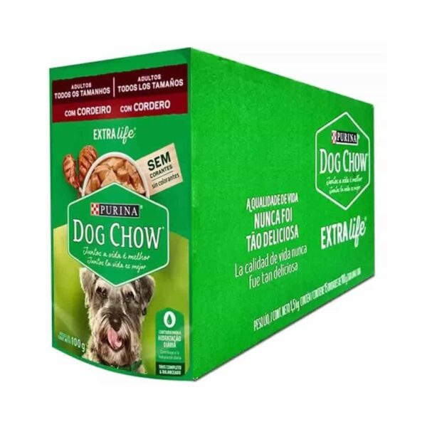 Sachê Dog Chow Cães Adultos Cordeiro Todos os Tamanhos Nestlé Purina 100g - 15un