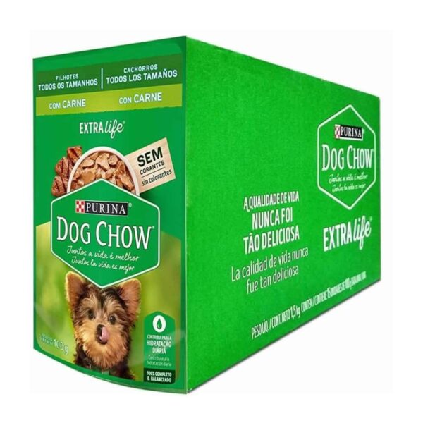 Sachê Dog Chow Cães Filhotes Carne Todos os Tamanhos Nestlé Purina 100g - 15un