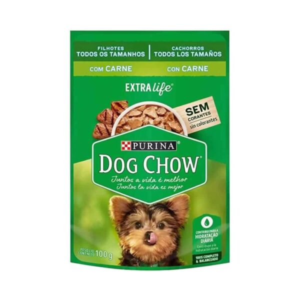 Sachê Dog Chow Cães Filhotes Carne Todos os Tamanhos Nestlé Purina 100g - 15un - Image 2