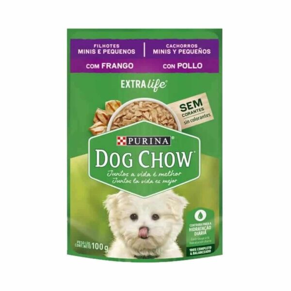 Sachê Dog Chow Cães Filhotes Frango Minis e Pequenos Nestlé Purina 100g - 15un - Image 2