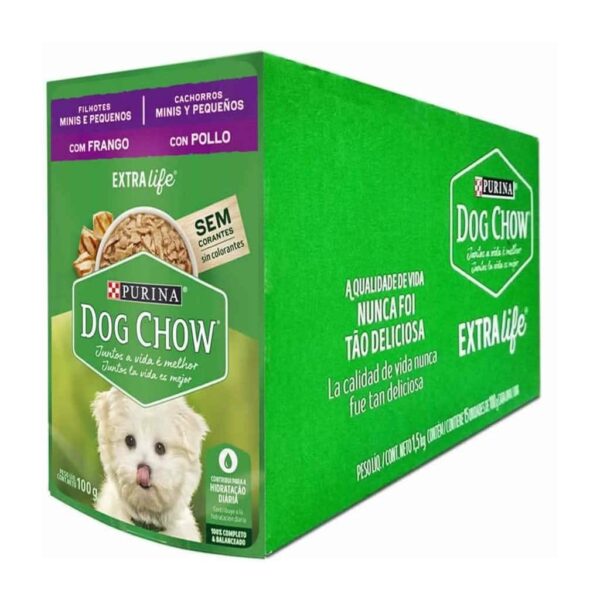 Sachê Dog Chow Cães Filhotes Frango Minis e Pequenos Nestlé Purina 100g - 15un