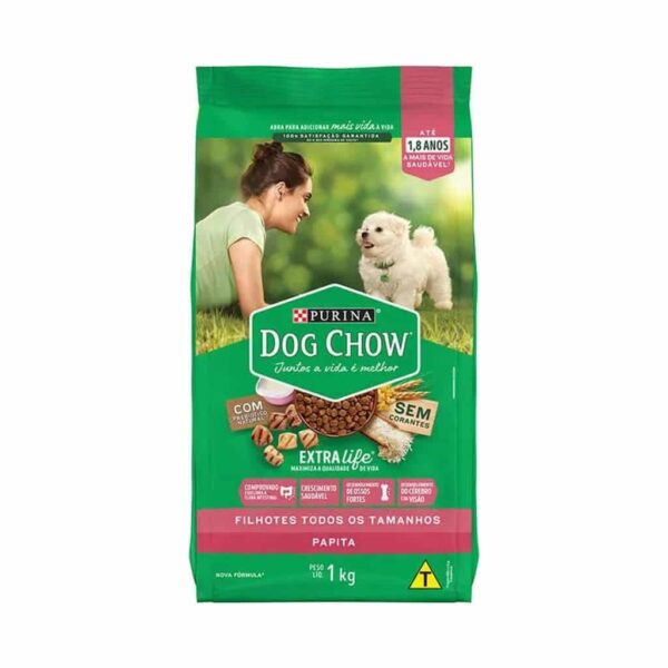 Ração Dog Chow Cães Filhotes Papita Carne e Frango Nestlé Purina 1kg