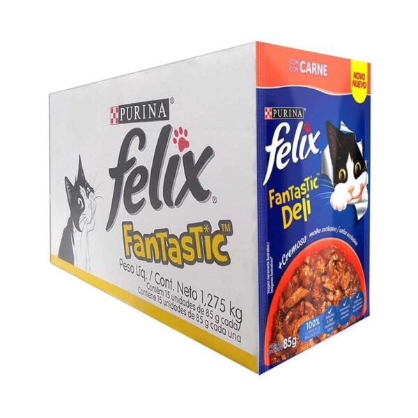 Sachê Felix Fantastic Gatos Adultos Deli Carne Purina 85g - 15un