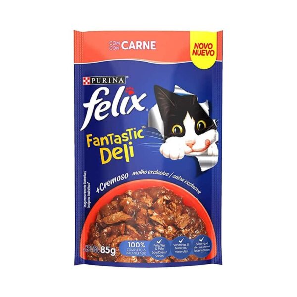 Sachê Felix Fantastic Gatos Adultos Deli Carne Purina 85g - 15un - Image 2