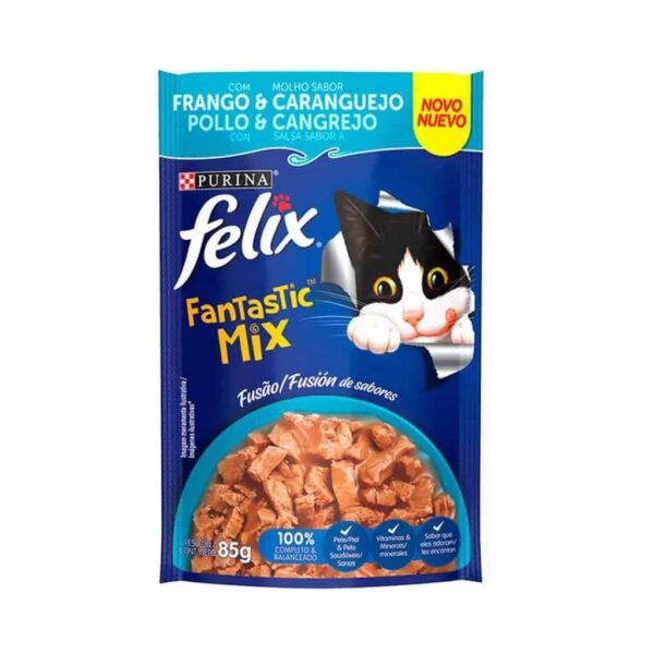 Sachê Felix Fantastic Gatos Adultos Frango e Caranguejo Purina 85g - 15un - Image 2