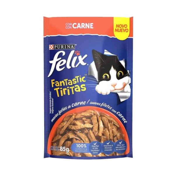 Sachê Felix Fantastic Gatos Adultos Tirinhas de Carne Purina 85g - 15un - Image 2