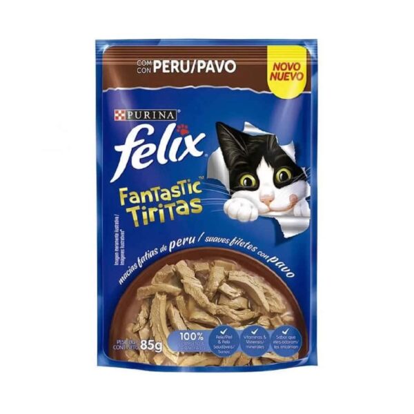 Sachê Felix Fantastic Gatos Adultos Tirinhas de Peru Purina 85g - 15un - Image 2