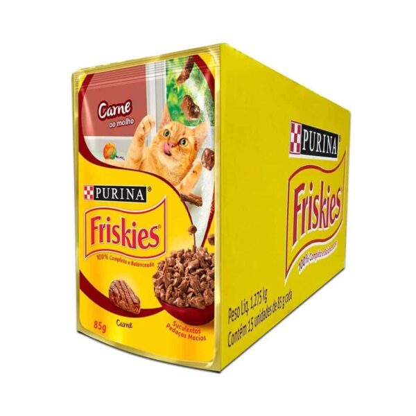 Sachê Friskies Gatos Adultos Carne ao Molho Nestlé Purina 85g - 15un