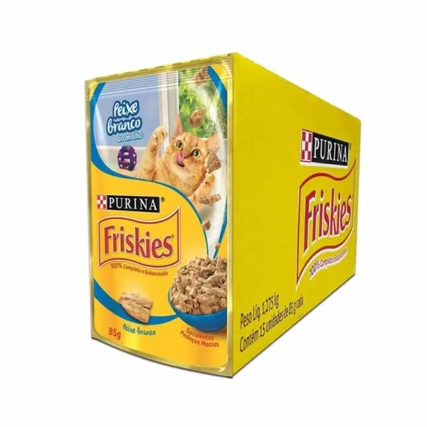 Sachê Friskies Gatos Adultos Peixe Branco ao Molho Nestlé Purina 85g - 15un