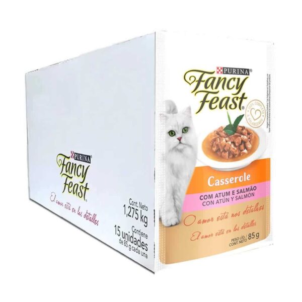 Sachê Fancy Feast Gatos Adultos Casserole Atum e Salmão Nestlé Purina 80g - 15un