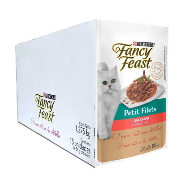 Sachê Fancy Feast Gatos Adultos Petit Filet Carne Nestlé Purina 80g - 15un