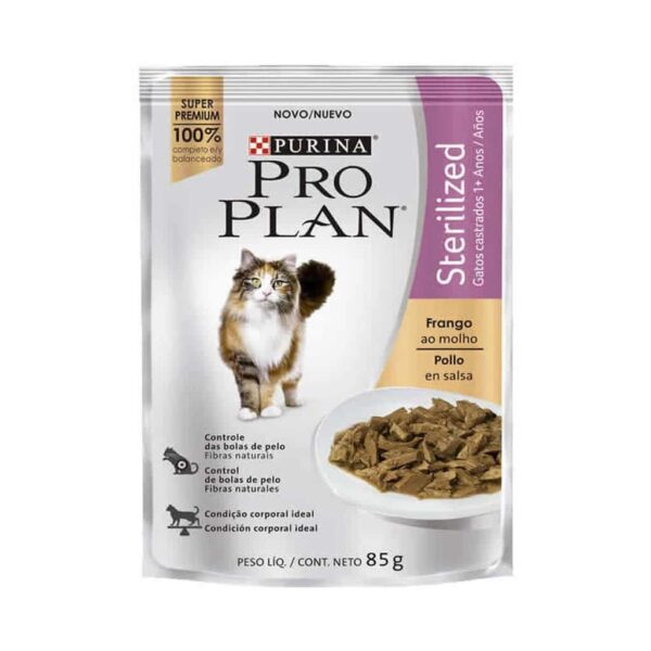 Sachê Pro Plan Cat Sterilized Frango Purina 85g - 15un