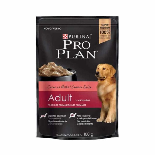 Sachê Pro Plan Dog Adult Carne Purina 100g - 15un