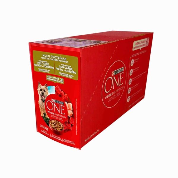 Sachê Purina One Cães Adultos e Filhotes Carne Frango e Cordeiro Multi Proteínas Nestlé Purina 85g - 15un