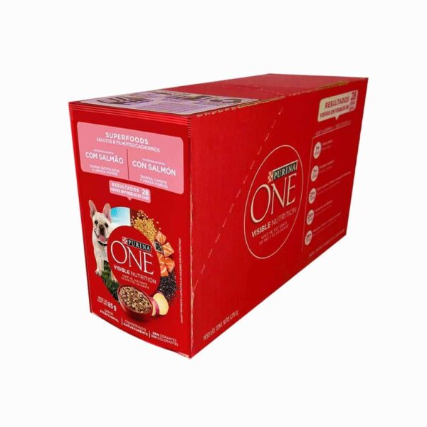 Sachê Purina One Cães Adultos e Filhotes Sabor Salmão Super Foods Nestlé Purina 85g - 15un