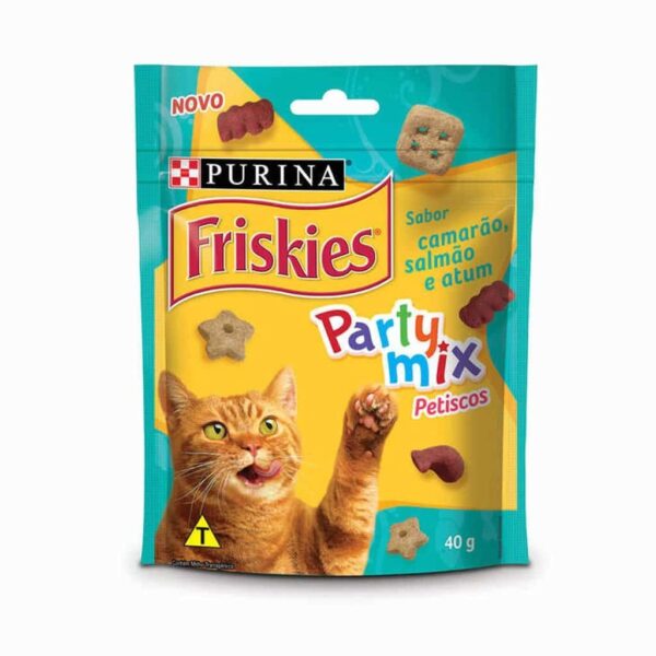 Petisco Friskies Party Mix Camarão, Salmão e Atum para Gatos Adultos Nestlé Purina 40g