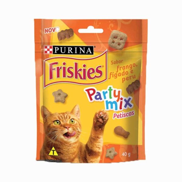 Petisco Friskies Party Mix Fígado, Frango e Peru para Gatos Adultos Nestlé Purina 40g