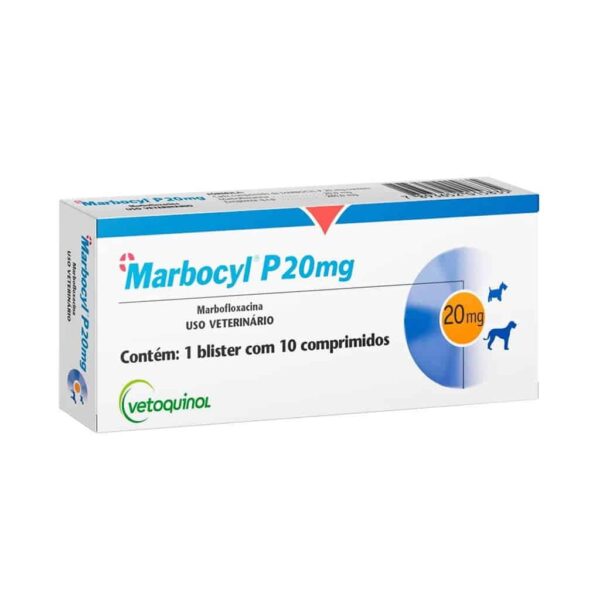 Antibiótico Marbocyl P 20mg para Cães e Gatos Vetoquinol - 10 Comprimidos