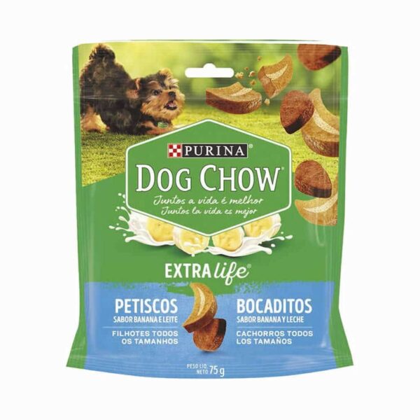 Petisco Dog Chow Cães Filhotes Treats Banana e Leite Nestlé Purina 75g