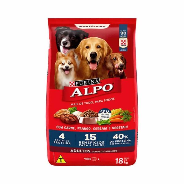 Ração Alpo Cães Adultos Carne Frango Vegetais e Cereais Nestlé Purina 18kg