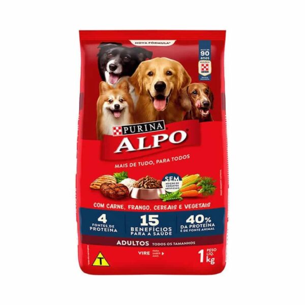 Ração Alpo Cães Adultos Carne Frango Vegetais e Cereais Nestlé Purina 1kg