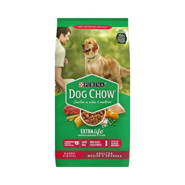 Ração Dog Chow Cães Adultos Médios e Grandes com Corante Nestlé Purina 20kg