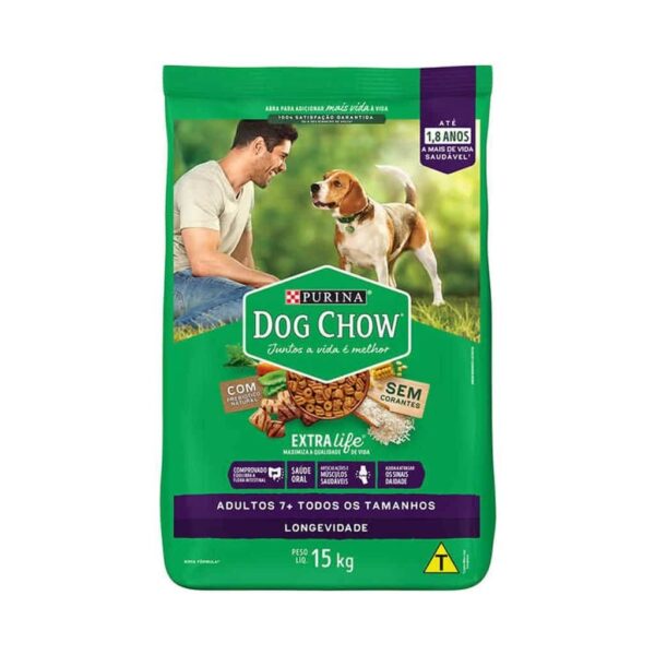 Ração Dog Chow Cães Adultos 7+ Frango Todos os Tamanhos Nestlé Purina 15kg