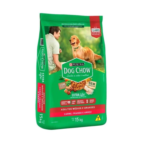 Ração Dog Chow Cães Adultos Carne e Frango Raças Médias e Grandes Nestlé Purina 15kg - Image 2