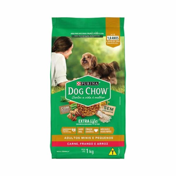 Ração Dog Chow Cães Adultos Carne e Frango Raças Minis e Pequenos Nestlé Purina 1kg