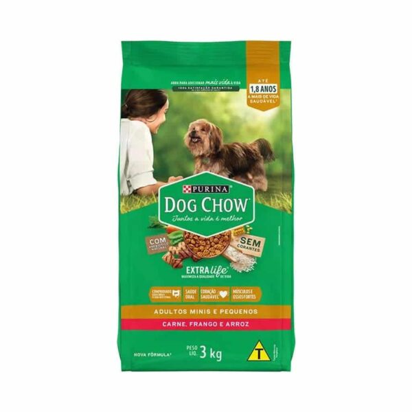 Ração Dog Chow Cães Adultos Carne e Frango Raças Minis e Pequenos Nestlé Purina 3kg