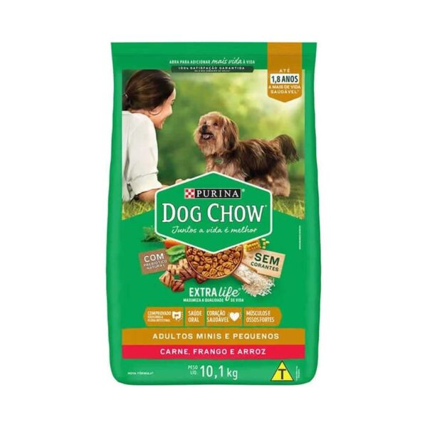 Ração Dog Chow Cães Adultos Carne e Frango Raças Minis e Pequenos Nestlé Purina 10,1kg