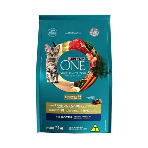 Ração Purina One Frango e Carne para Gatos Filhotes Nestlé Purina 7,5kg