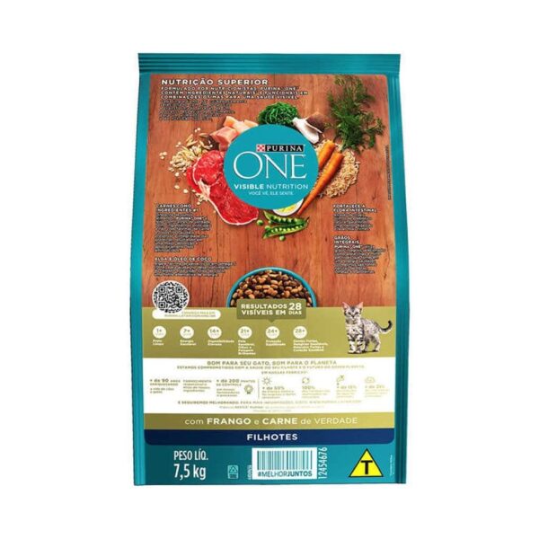 Ração Purina One Frango e Carne para Gatos Filhotes Nestlé Purina 7,5kg - Image 2