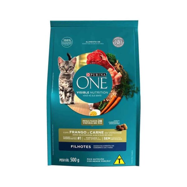 Ração Purina One Frango e Carne para Gatos Filhotes Nestlé Purina 500g