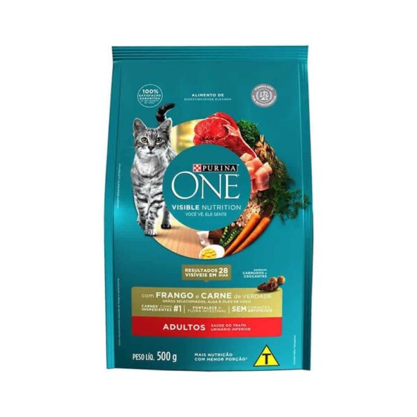 Ração Purina One Frango e Carne para Gatos Adultos Nestlé Purina 500g