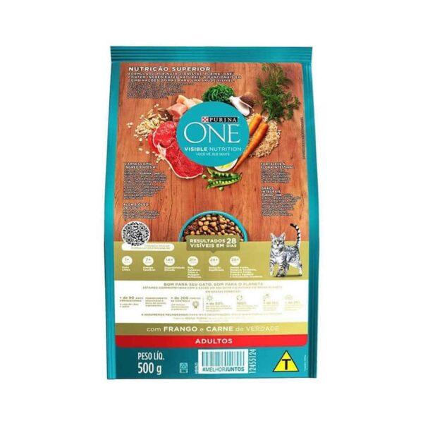 Ração Purina One Frango e Carne para Gatos Adultos Nestlé Purina 500g - Image 2