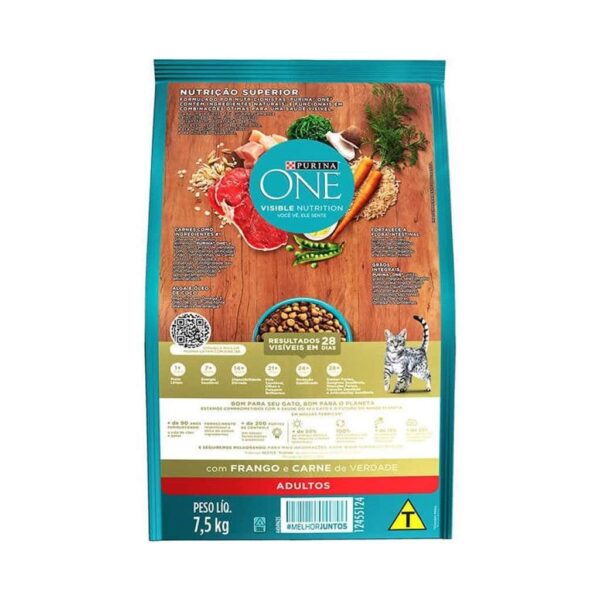 Ração Purina One Frango e Carne para Gatos Adultos Nestlé Purina 7,5kg - Image 2